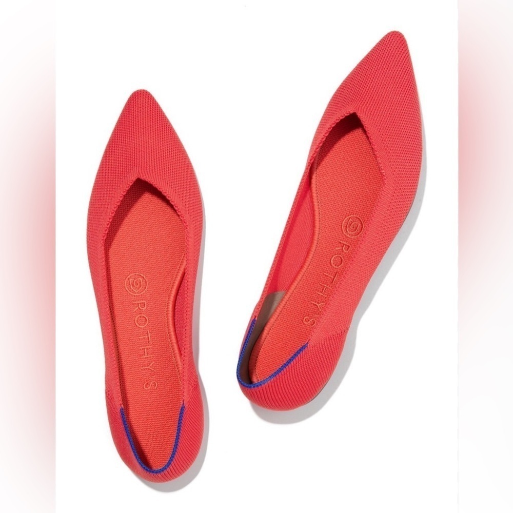 NWOT Rothy’s Women's The Point Flame Red Color Pointed-Toe Flats sz W10.5